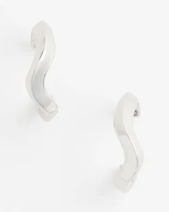 Silver Wavy Hoop Earrings