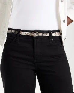 Skinny Leather Python Belt