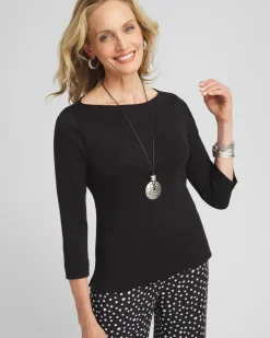 3/4 Sleeve Bateau Neck Tee