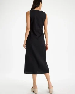 Sleeveless Surplice Linen Dress