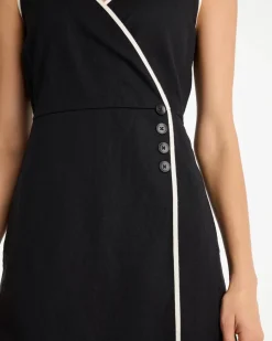 Sleeveless Surplice Linen Dress