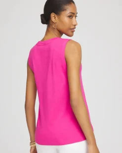 Sleeveless V-Neck Button Tank