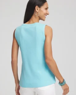 Sleeveless V-Neck Button Tank