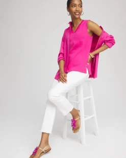 Sleeveless V-Neck Button Tank