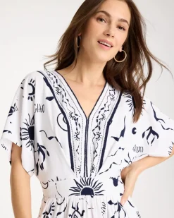 Slub Flutter-Sleeve Vacation Dress