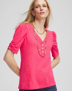 Slub Split Neck Henley Tee