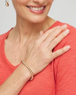 Small Beaded Gold Tone Stretch Bracelet