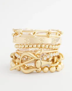 Small Beaded Gold Tone Stretch Bracelet