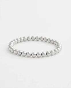 Small Beaded Silver Tone Stretch Bracelet