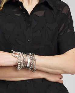 Small Beaded Silver Tone Stretch Bracelet
