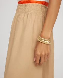 Smocked Pull-On Midi Skirt