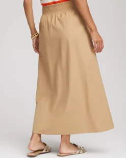 Smocked Pull-On Midi Skirt