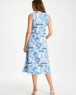 Soft-Stretch Sleeveless Tropical Dress