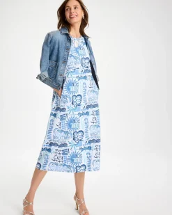 Soft-Stretch Sleeveless Tropical Dress