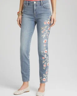 So Slimming® Embroidered Girlfriend Ankle Jeans