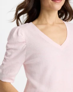 Space Dyed Ruched V-Neck Pullover Sweater