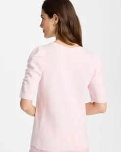 Space Dyed Ruched V-Neck Pullover Sweater