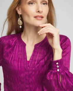 Split Neck Crinkle Blouse