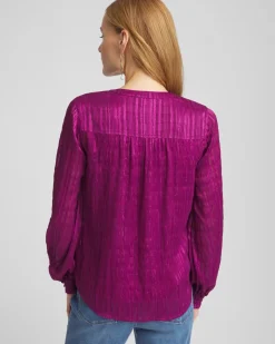 Split Neck Crinkle Blouse