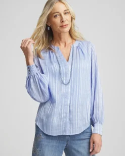 Split Neck Crinkle Blouse