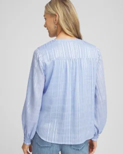 Split Neck Crinkle Blouse