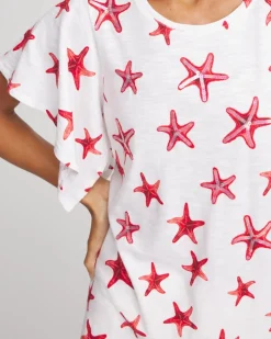 Starfish Handkerchief-Sleeve Slub Tee