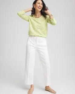 Stretch Sateen Straight Cropped Pants