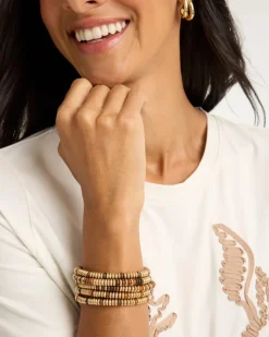Stretch Set of Five Neutral Beaded Bracelets