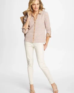 Striped Collared Rib Mix Henley