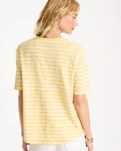 Striped Cotton Slub V-Neck Tee