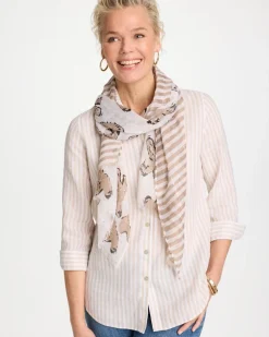 Striped Floral Oblong Scarf