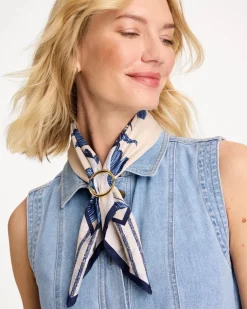 Striped Floral Square Scarf