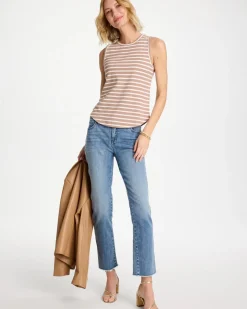 Striped High Neck Rib Tank