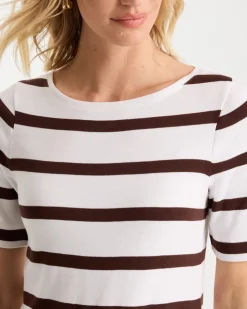 Striped Pima Elbow Sleeve Tee
