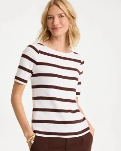 Striped Pima Elbow Sleeve Tee
