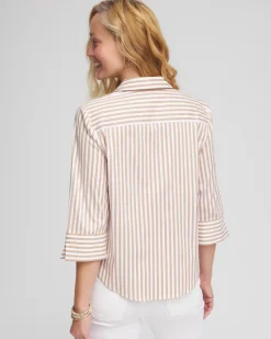 Striped Poplin Tie-Front Top