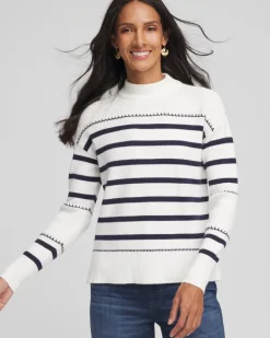 Striped Relaxed Mockneck Pullover