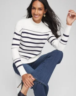 Striped Relaxed Mockneck Pullover