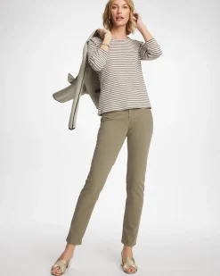 Striped Ribbed Button Crewneck Tee