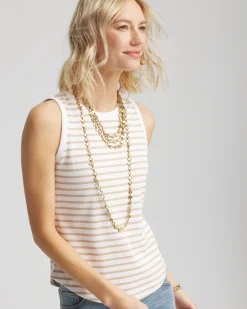 Striped Ribbed High-Neck Tank