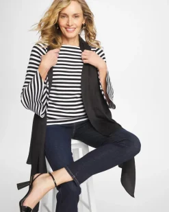 Striped Rib Knit Bell Sleeve Top
