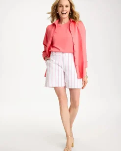 Striped Rivet Denim Trouser Shorts