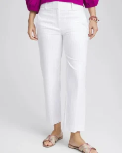 Striped Straight-Leg Cropped Pants