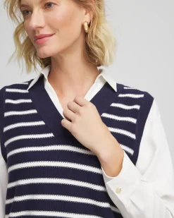 Striped V-Neck 2 in 1 Sweater Vest