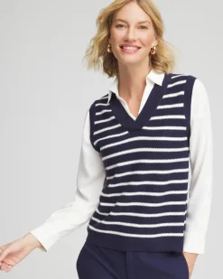 Striped V-Neck 2 in 1 Sweater Vest