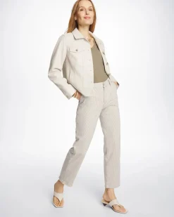 Stripe Girlfriend Straight Ankle Jeans