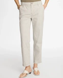 Stripe Girlfriend Straight Ankle Jeans