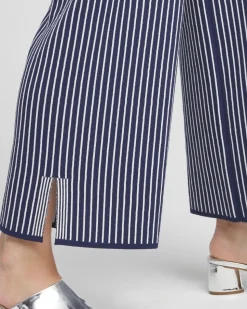 Stripe Wide Leg Sweater Cropped Pants