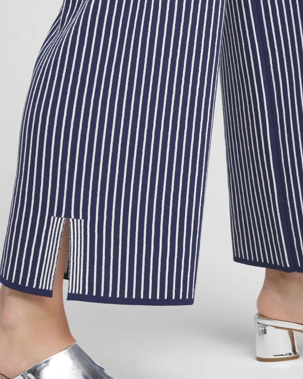 Stripe Wide Leg Sweater Cropped Pants