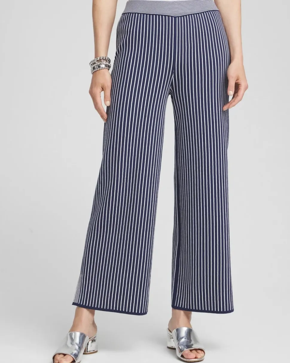 Stripe Wide Leg Sweater Cropped Pants